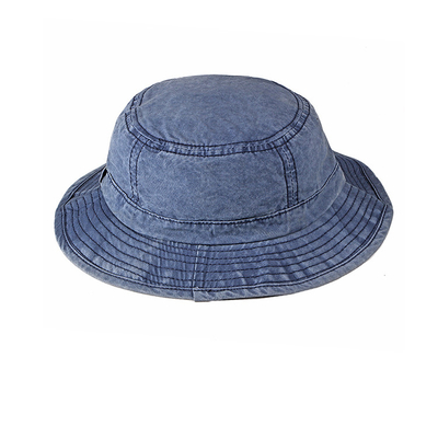 Damen-der Boonie-Eimer-Hüte der blauen Bindungs-Färbungs-Männer, gewaschene Denim-Anglerhut