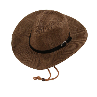 Moderner gestrickter Sommer-Cowboy-Strohhut mit gesticktem Logo