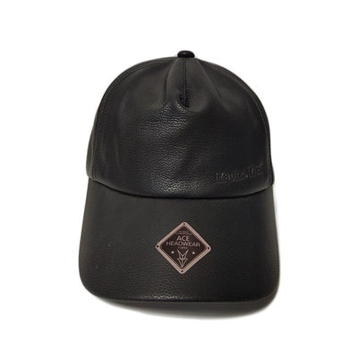 Schwarzer Platten-Baseballmütze-Schatten PU-Leder-5 ohne Logo ISO9001