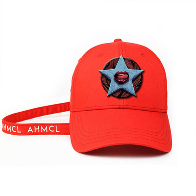 ACE Headwear new arrival design red 6panel 3d Embroidery Star baseball caps hats