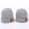 Lederflicken Knit Beanie-Hüte fertigen warme Hut-Kappen-Gelb Beanie-Hüte kundenspezifisch an