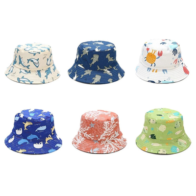 Tierbaumwolltwill-Sommer-Reise-Strand-Kappe muster-Fischer-Bucket Hats 100%
