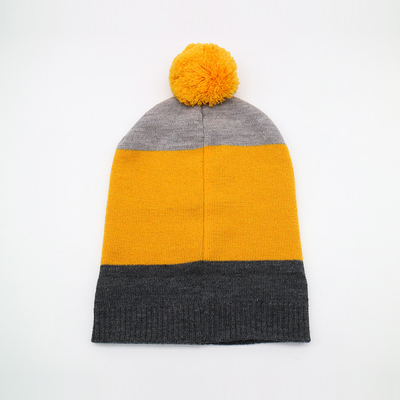 Leichtgewichtler 58CM stricken Beanie Hats For Winter Season in schwarzem Grey Yellow