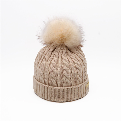 Die Unisex Stickerei stricken Beanie Hats In White Chunky, den Kabel Pompom-weichen warmen Hut stricken