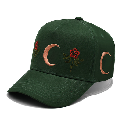 5 Platten-flache Kurven-Hysteresen-Kappe mit Stickerei Logo Structured Baseball Cap