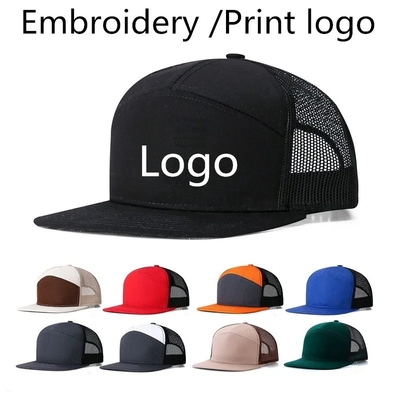 Custom Logo 7 Panels Kappe Großhandel Mesh Trucker Hüte