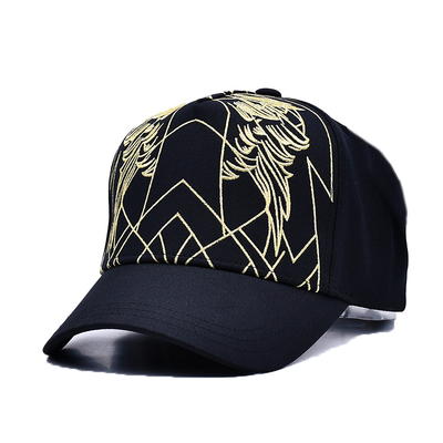 Unisex Luxus schwarzer Baseballhut bestickter Gorras Custom Logo 5 Panel Baumwolle Baseballhut