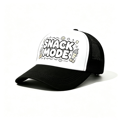 Gebogene 6-Panel-Trucker-Cap mit Kunststoff-Snapback-Verschluss, individuell gestaltbar, ideal für Kampagnen, Teamuniformen und Freizeitkleidung