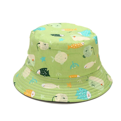 Tierbaumwolltwill-Sommer-Reise-Strand-Kappe muster-Fischer-Bucket Hats 100%