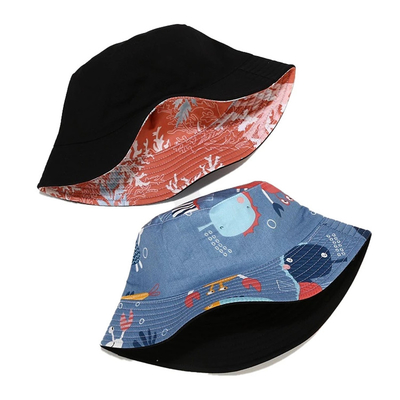 Tierbaumwolltwill-Sommer-Reise-Strand-Kappe muster-Fischer-Bucket Hats 100%