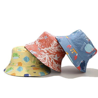 Tierbaumwolltwill-Sommer-Reise-Strand-Kappe muster-Fischer-Bucket Hats 100%