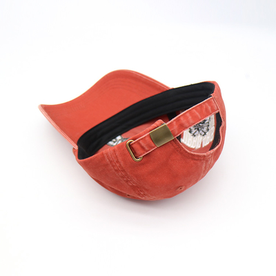 Sechs Platte gestickte Baseballmützen wuschen 62CM orange Farbe