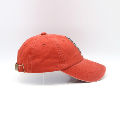 Sechs Platte gestickte Baseballmützen wuschen 62CM orange Farbe