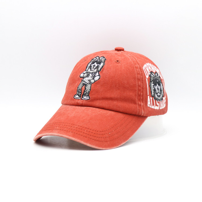 Sechs Platte gestickte Baseballmützen wuschen 62CM orange Farbe