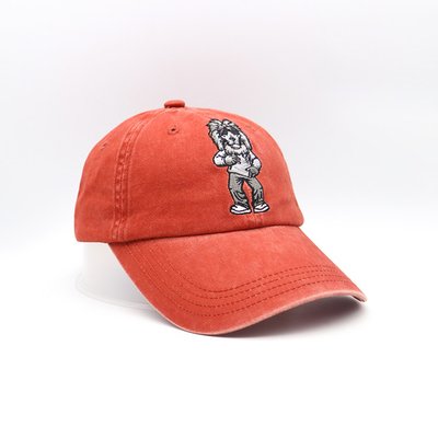 Sechs Platte gestickte Baseballmützen wuschen 62CM orange Farbe