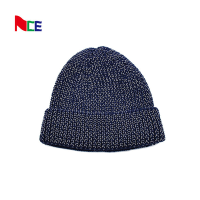 60cm Winter Beanie Hat Men Reflective Yarn stricken Schädel-weiche warme Falte herauf Stulpen-Tageszeitung Beanie Caps