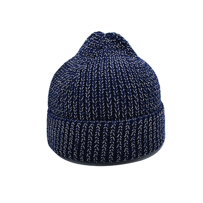 60cm Winter Beanie Hat Men Reflective Yarn stricken Schädel-weiche warme Falte herauf Stulpen-Tageszeitung Beanie Caps