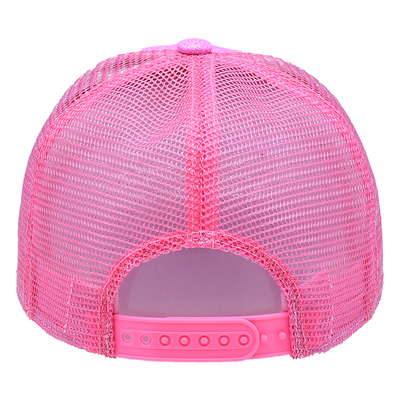 Fernlastfahrer-Kappen-Polyester-Funkeln-Front Panels Precurved Bill Pink-Fernlastfahrer-Hut 100% BSCI erwachsener