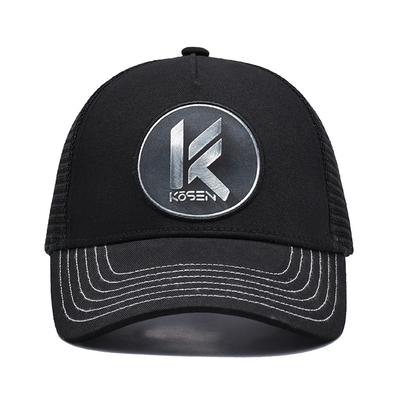 Schwarze Platten-Fernlastfahrer-Kappen-kundenspezifischer Sublimations-Flecken Logo Mens Trucker Hats der Maschen-5