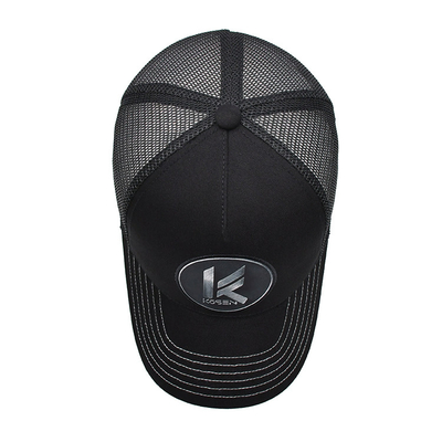 Schwarze Platten-Fernlastfahrer-Kappen-kundenspezifischer Sublimations-Flecken Logo Mens Trucker Hats der Maschen-5