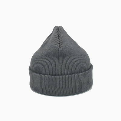 Unisex-personifizierte Farbe Gray Acrylic Polyester Knit Beanies Hüte