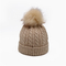 Beanie Hats Fur Pom für Frauen-Winter-Mode-Strickmütze-weibliche Torsions-Muster-Kappen