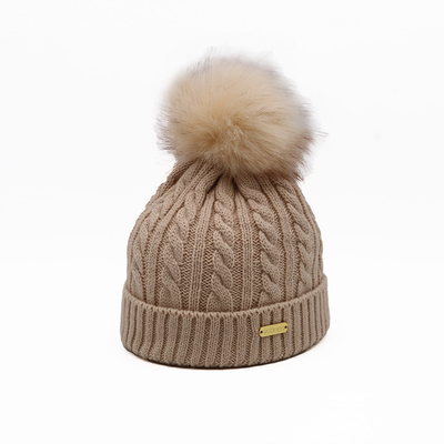 Die Unisex Stickerei stricken Beanie Hats In White Chunky, den Kabel Pompom-weichen warmen Hut stricken