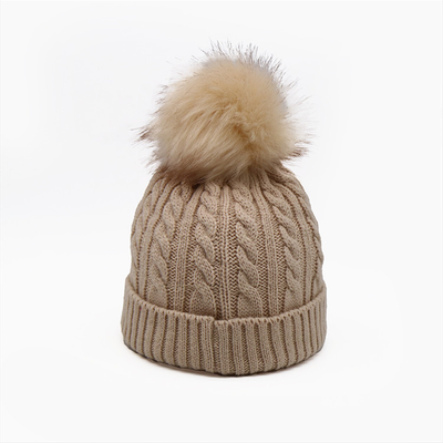 Die Unisex Stickerei stricken Beanie Hats In White Chunky, den Kabel Pompom-weichen warmen Hut stricken