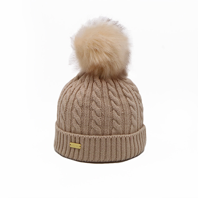 Die Unisex Stickerei stricken Beanie Hats In White Chunky, den Kabel Pompom-weichen warmen Hut stricken