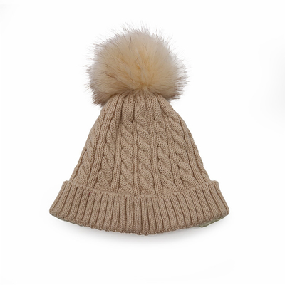 Die Unisex Stickerei stricken Beanie Hats In White Chunky, den Kabel Pompom-weichen warmen Hut stricken