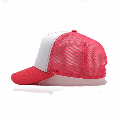 Weiß-und Rosa-menschlicher Hauptbaumwollfernlastfahrer Mesh Cap Embroidered Logo