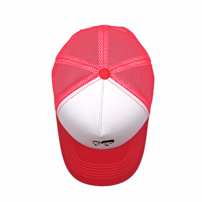 Weiß-und Rosa-menschlicher Hauptbaumwollfernlastfahrer Mesh Cap Embroidered Logo