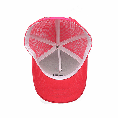 Weiß-und Rosa-menschlicher Hauptbaumwollfernlastfahrer Mesh Cap Embroidered Logo