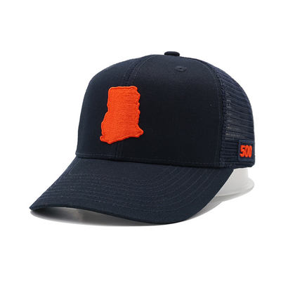Mesh-Snapback-Kappe mit gebogener Krempe und Baumwollschweißband