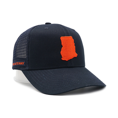 Mesh-Snapback-Kappe mit gebogener Krempe und Baumwollschweißband