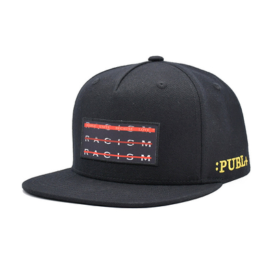 Custom 6 Panel Schwarz Acryl geschlossener Rücken Flex Fit Gorras Kappe Stickerei Sublimation Logo Untergrün Hip Hop Snapback Kappe