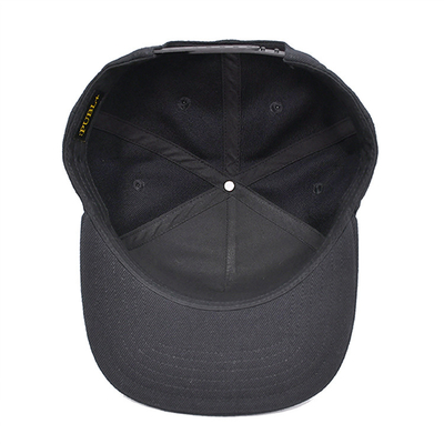 Custom 6 Panel Schwarz Acryl geschlossener Rücken Flex Fit Gorras Kappe Stickerei Sublimation Logo Untergrün Hip Hop Snapback Kappe