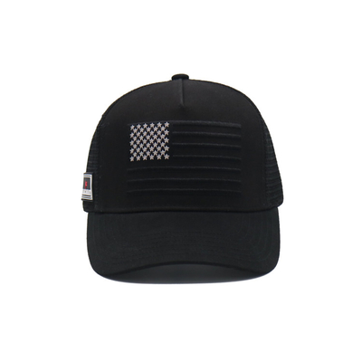 Reinfarbene Trucker-Hüte hohe Qualität 5 Panel Mesh Rücken OEM Custom Stickerei 3D Sportkappe Trucker-Hüte
