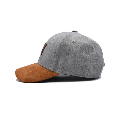 Suede 6-Panel Baseballkappe mit Farbmatching-Stiche und verstärkte Nähte