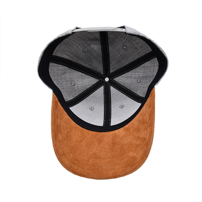 Suede 6-Panel Baseballkappe mit Farbmatching-Stiche und verstärkte Nähte