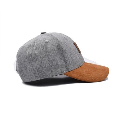Suede 6-Panel Baseballkappe mit Farbmatching-Stiche und verstärkte Nähte