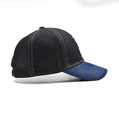 Profilkonstruktierte bestickte Baseballmütze, benutzerdefinierte Farbe, Denim-Schweißband