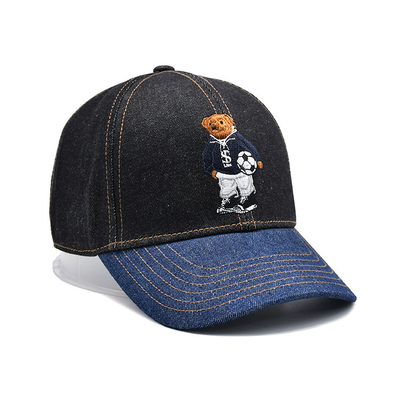 Profilkonstruktierte bestickte Baseballmütze, benutzerdefinierte Farbe, Denim-Schweißband