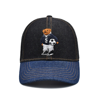 Profilkonstruktierte bestickte Baseballmütze, benutzerdefinierte Farbe, Denim-Schweißband