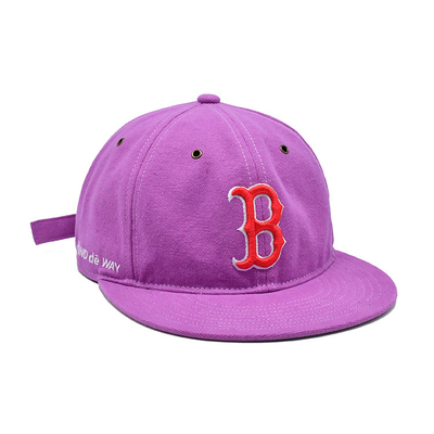 Customized Pink 6 Panel Snapback Cap mit flachem Visor und 3D-Brädern Logo