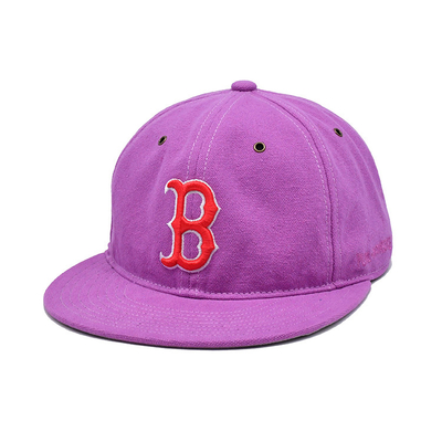 Customized Pink 6 Panel Snapback Cap mit flachem Visor und 3D-Brädern Logo