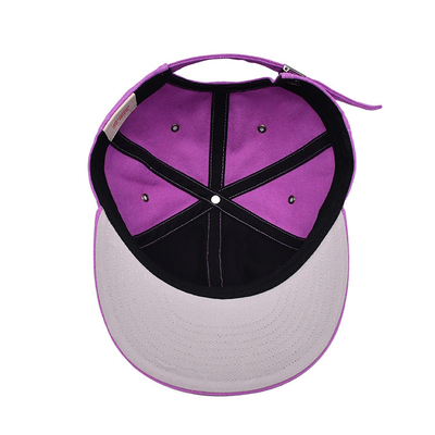 Customized Pink 6 Panel Snapback Cap mit flachem Visor und 3D-Brädern Logo