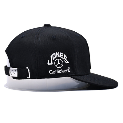 Broderierte, strukturierte, schnappback-Hüte mit flachem Visor aus Baumwollstoff und Druckband