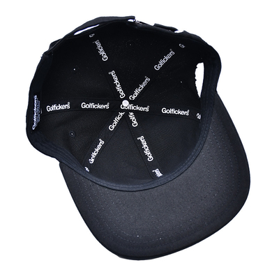 Broderierte, strukturierte, schnappback-Hüte mit flachem Visor aus Baumwollstoff und Druckband