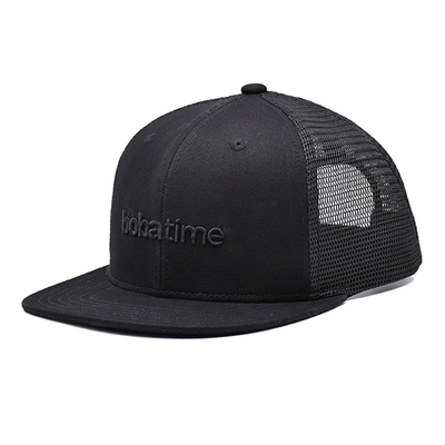 Atemberaubende Baumwolle 6 Panel Unisex Trucker Cap mit gesticktem Logo und gewebtem Etikett